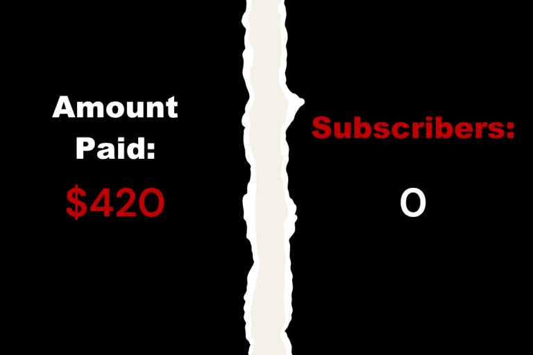 Paid $420, 0 subscribers gained.